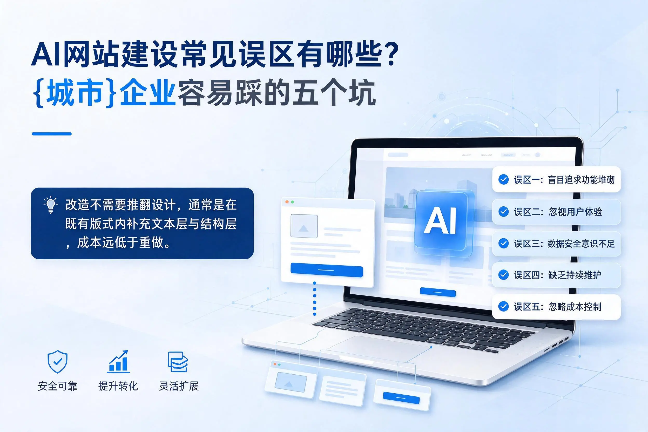 AI网站建设常见误区有哪些？果洛企业容易踩的五个坑